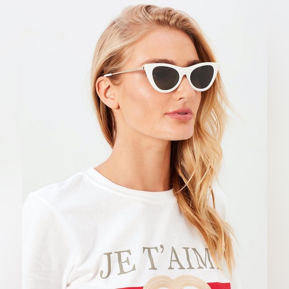 Le Specs Enchantress Cat-Eye Sunglasses in White + Gold - Size: 50-19-140 - Picture 2 of 5